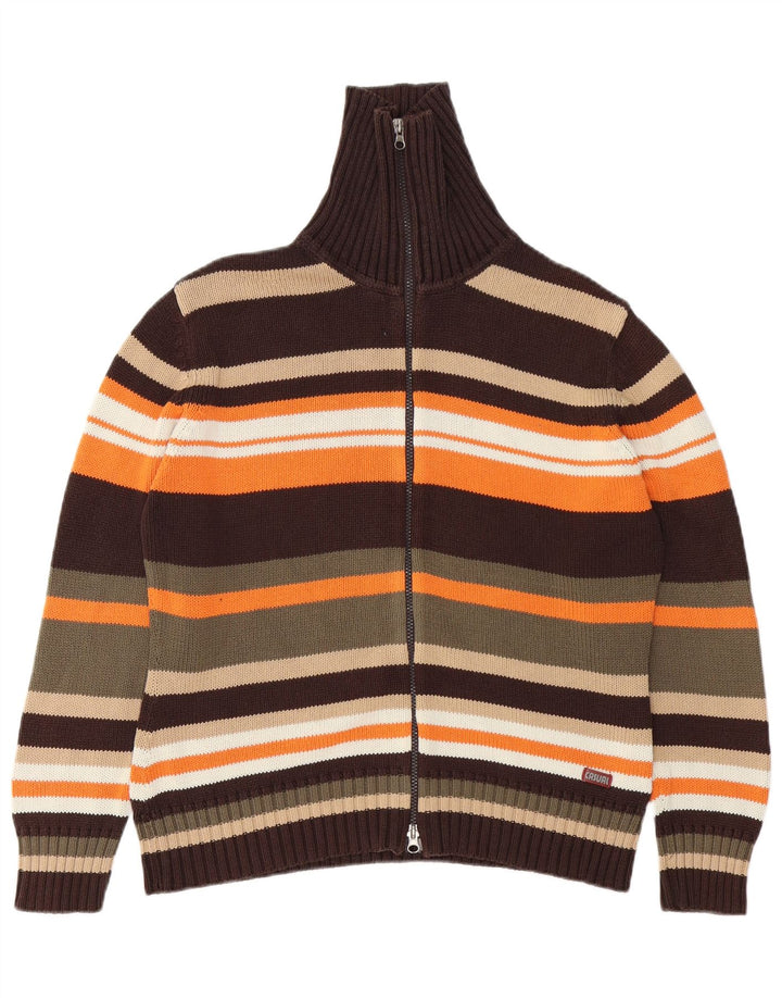 ВИНТАЖНЫЙ женский кардиган-свитер Великобритания 14/16 в большую разноцветную полоску