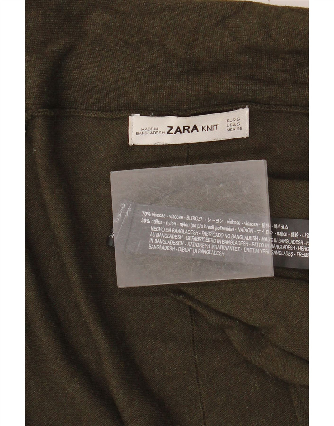 Женский открытый кардиган ZARA UK 10, маленький цвет хаки, вискоза