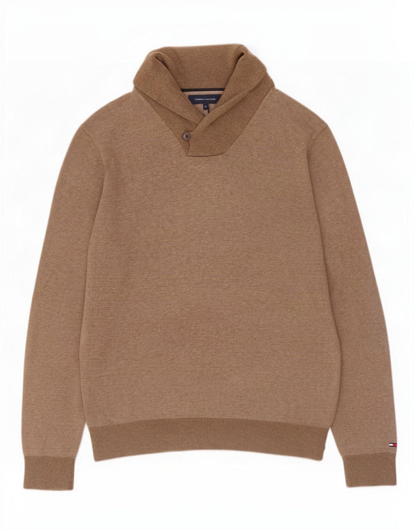 Мужской джемпер с отложным воротником Tommy Hilfiger XL, коричневый хлопок