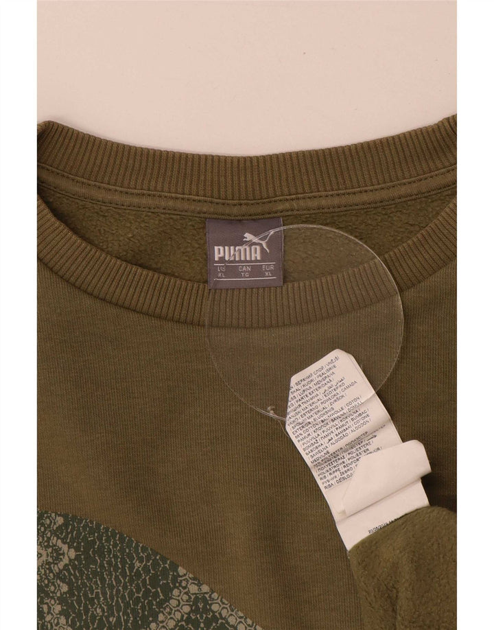 Мужской свитшот с рисунком Puma XL, хлопок цвета хаки