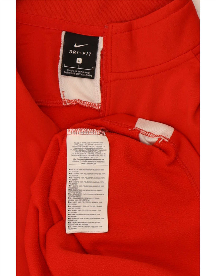 Мужской пуловер с воротником на молнии Nike Dri Fit, большой красный цветной блок