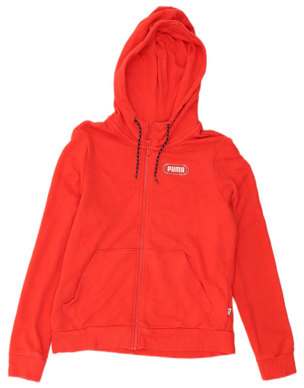 Женский свитер с капюшоном на молнии с графическим рисунком Puma UK 12, хлопковый средний красный
