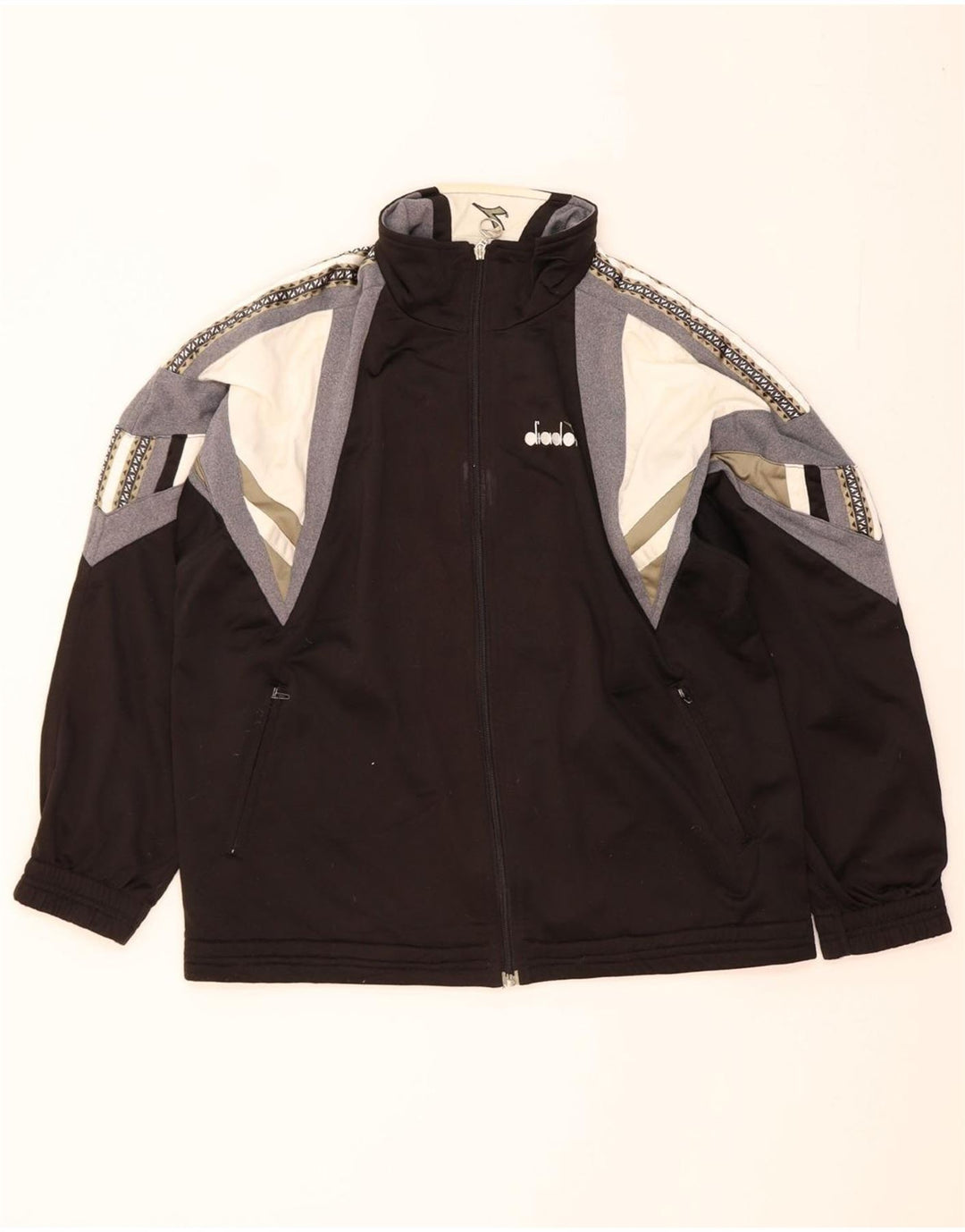 DIADORA Womens Tracksuit Top Jacket UK 38 Medium Black Colourblock Vintage Diadora and Second-Hand Diadora from Messina Hembry 