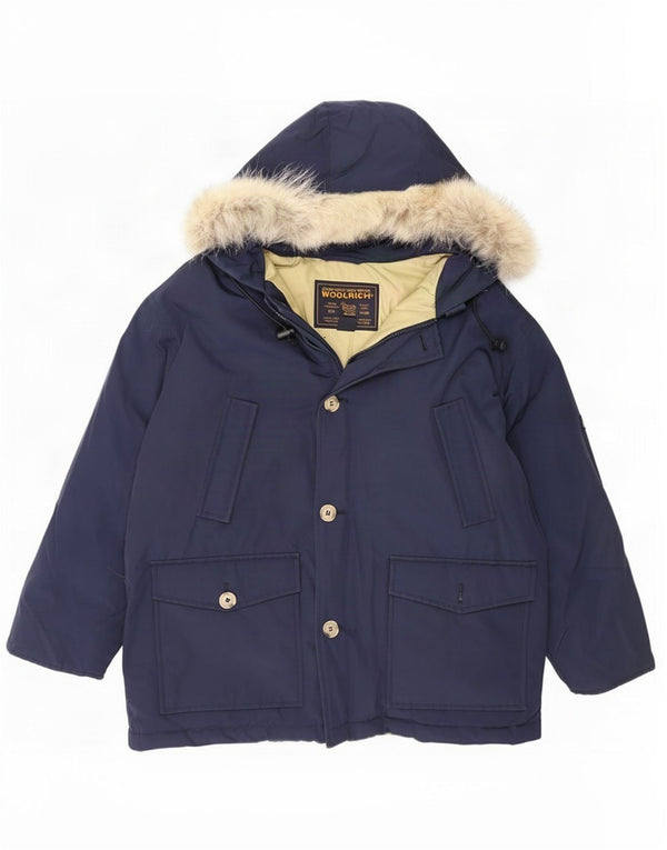 Woolrich Стеганая куртка с капюшоном для мальчиков 11-12 лет Темно-синий хлопок