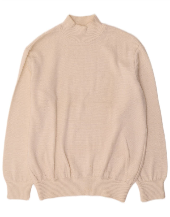 ВИНТАЖНЫЙ женский свитер с высоким воротником, Великобритания, 16, большой белый