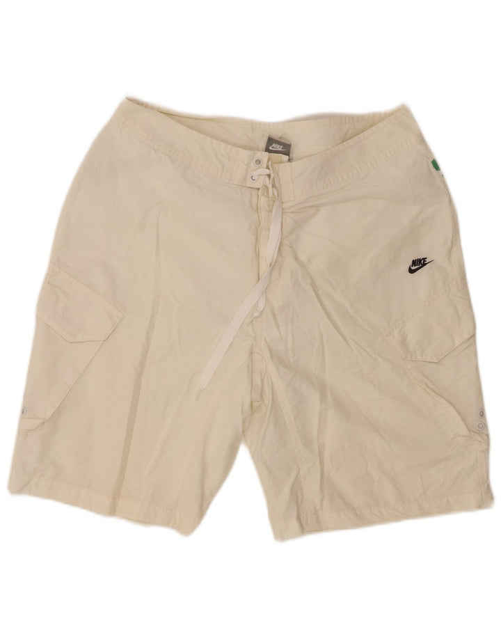 NIKE Mens Graphic Cargo Swimming Shorts Medium  White Cotton