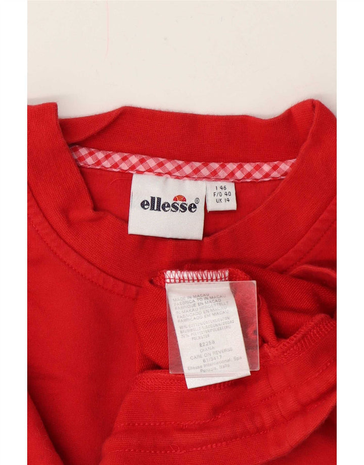 Женский укороченный свитшот Ellesse UK 14, средний красный хлопок, красный