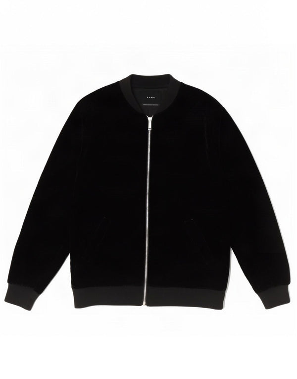 Мужская куртка-бомбер Zara UK 40, большая, черная, полиэстер