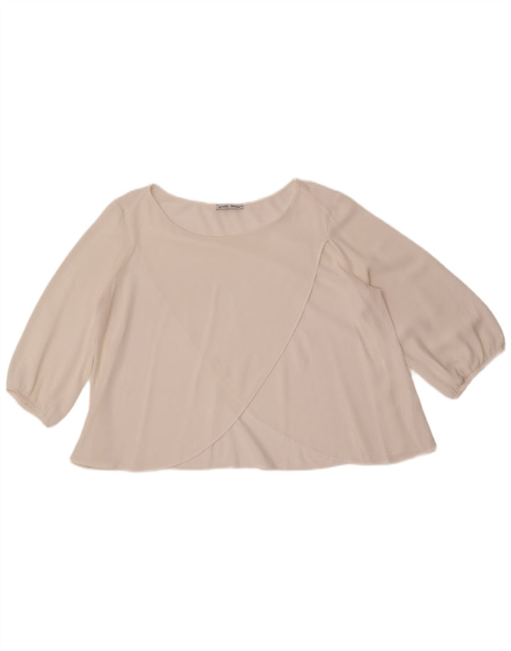 Женская укороченная блузка с длинными рукавами Zara UK 16, большая белая