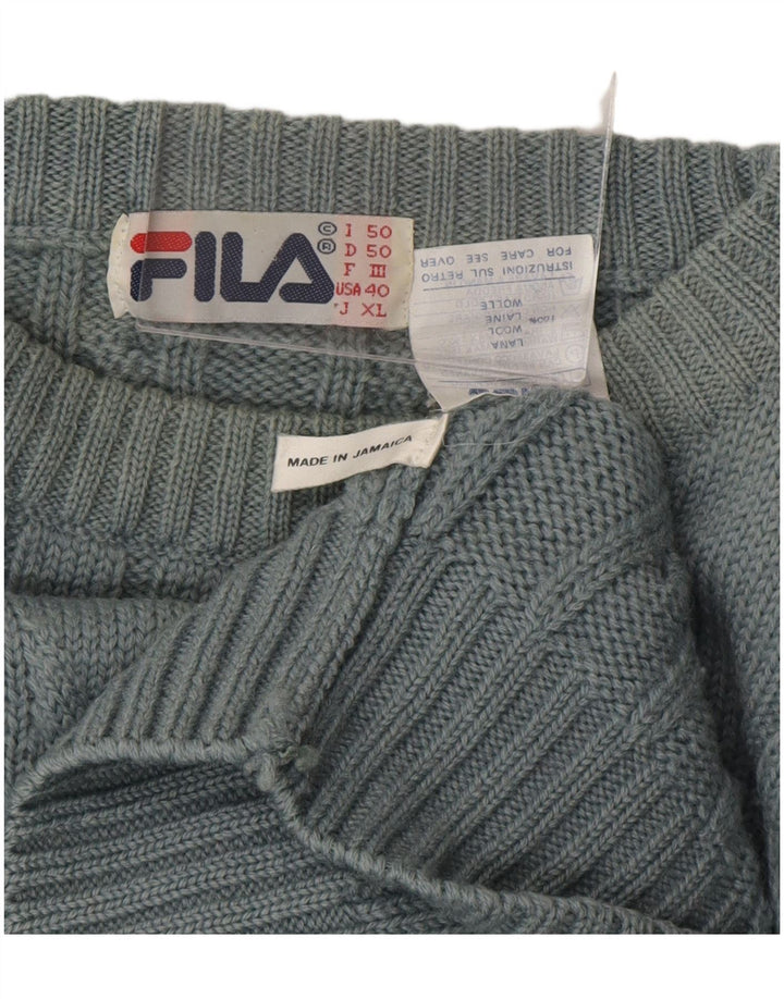 Мужской джемпер свободного кроя FILA с круглым вырезом IT 50, средний синий, шерсть