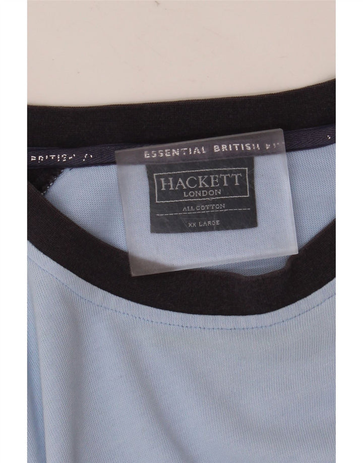Hackett Мужской топ с рисунком, длинный рукав, 2XL, синий, хлопок с цветными блоками