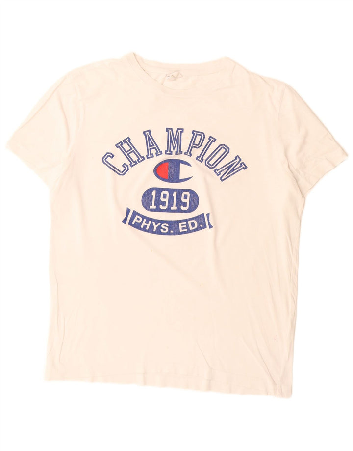 Мужская футболка с рисунком Champion, средний белый цвет