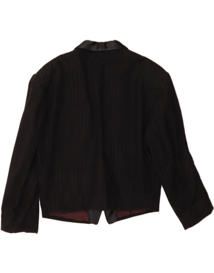 VINTAGE Womens 1 Button Blazer Jacket UK 14 Medium Black Striped Vintage Vintage and Second-Hand Vintage from Messina Hembry 