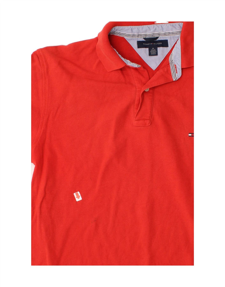 TOMMY HILFIGER Mens Polo Shirt Medium Red Cotton Vintage Tommy Hilfiger and Second-Hand Tommy Hilfiger from Messina Hembry 