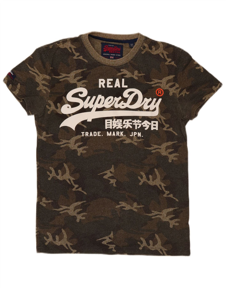 Superdry Мужская футболка с рисунком, маленький зеленый камуфляжный хлопок