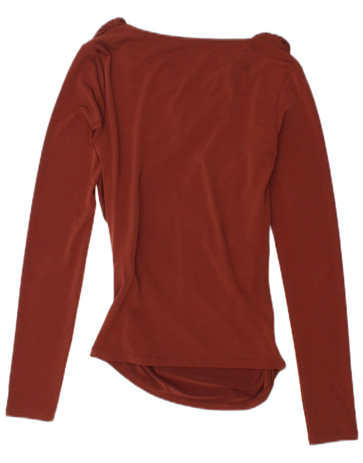 Женский топ Zara с длинным рукавом UK 8, маленький коричневый полиэстер