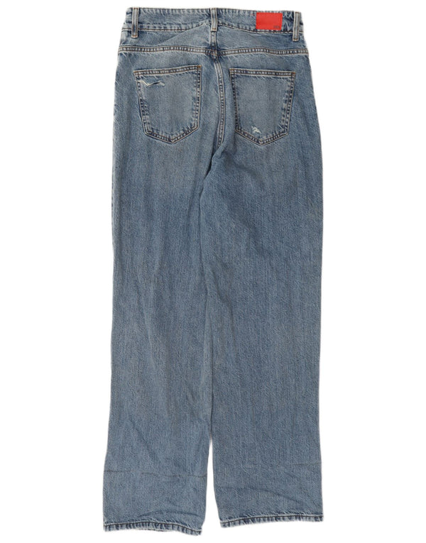 Женские рваные прямые джинсы с высокой талией Zara EU 40, средние W30 L31, синие