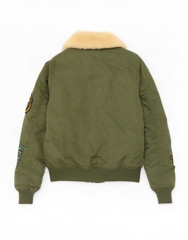 Женский бомбер с графическим рисунком Alpha Industries UK 6 XS Зеленый нейлон