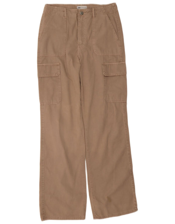 Женские прямые брюки карго Zara EU 38, маленькие W28 L33, бежевые