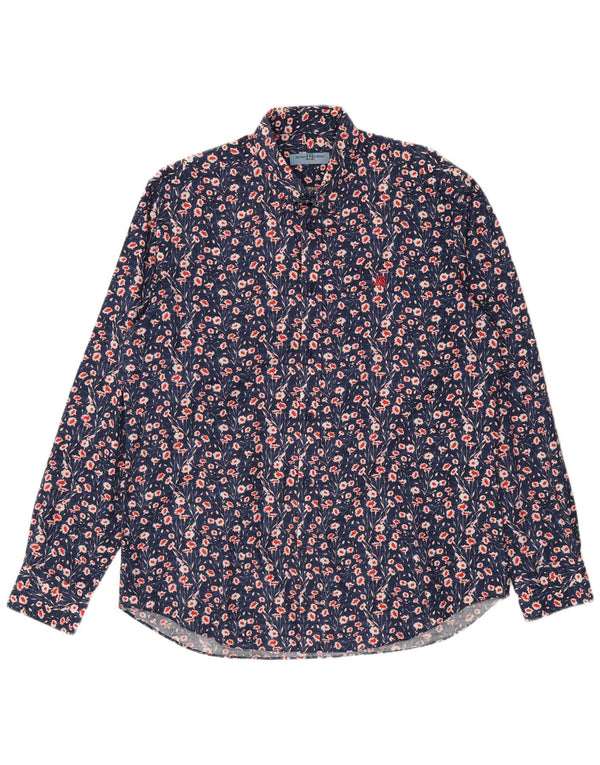 Harmont & Blaine Mens Shirt XL Navy Blue Floral Cotton