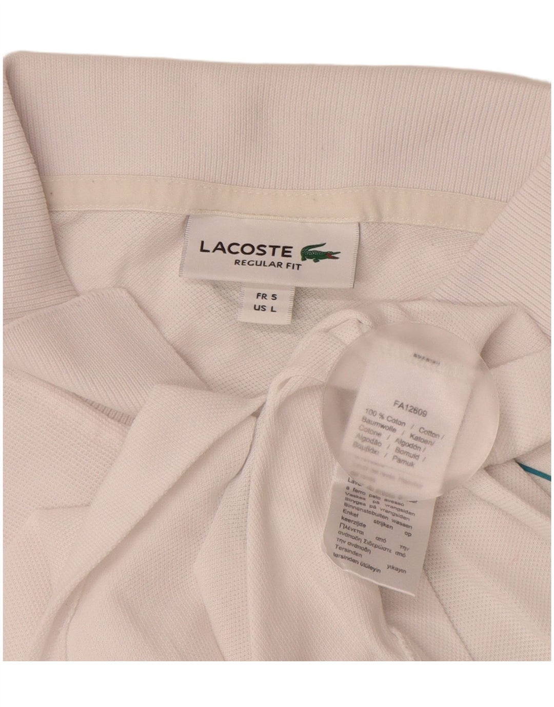 Мужская рубашка поло LACOSTE стандартного кроя с рисунком, размер 5, большая белая хлопковая ткань