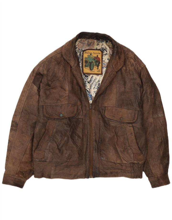 Мужская кожаная куртка Pierce Arrow IT 56 3XL Коричневая кожа