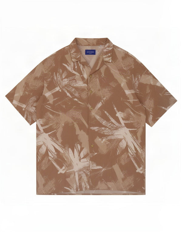 Мужская рубашка с коротким рукавом Jack & Jones с абстрактным узором, средний бежевый, вискоза