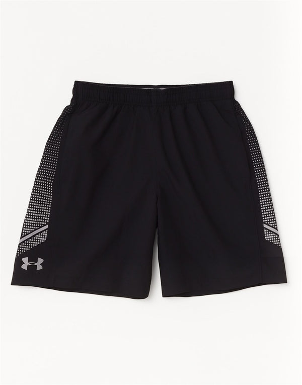 Мужские спортивные шорты свободного кроя Under Armour, средние черные спортивные с геометрическим рисунком
