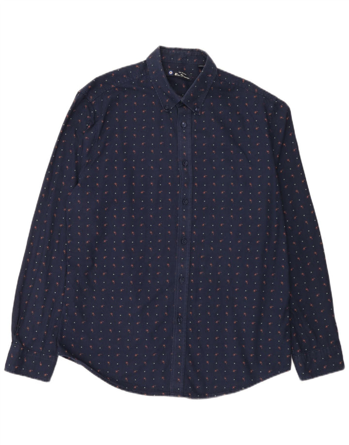 Мужская рубашка Ben Sherman, большой темно-синий пятнистый хлопок