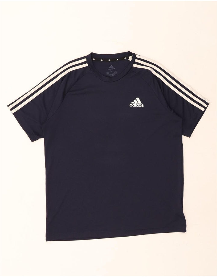 ADIDAS Mens Aeroready T-Shirt Top Medium Navy Blue Polyester Vintage Adidas and Second-Hand Adidas from Messina Hembry 