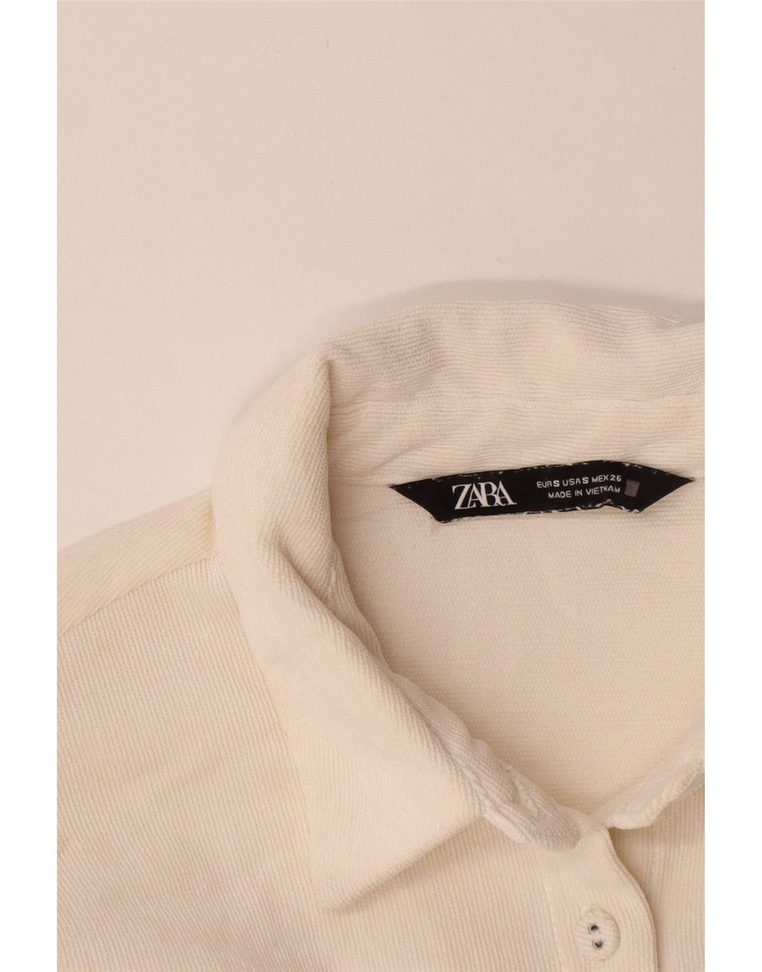 Женская вельветовая рубашка оверсайз Zara UK 10, маленький размер, белый полиэстер