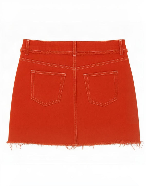 Женская джинсовая мини-юбка Topshop Petite UK 4 XS W26 Оранжевая, хлопок