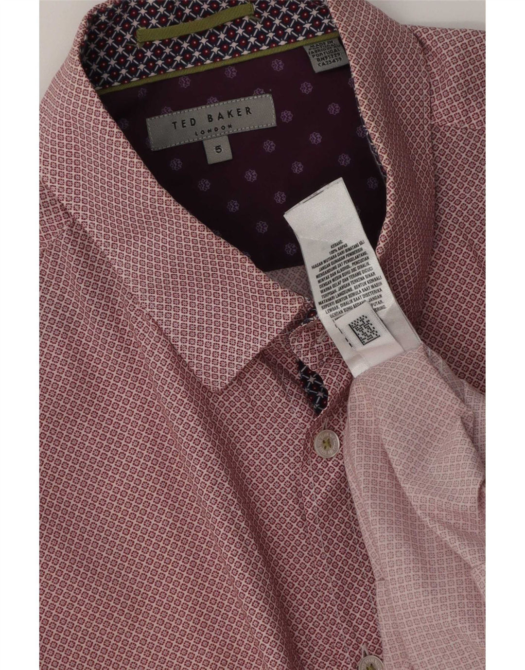 Мужская рубашка Ted Baker, размер 5 XL, красный хлопок с цветочным принтом