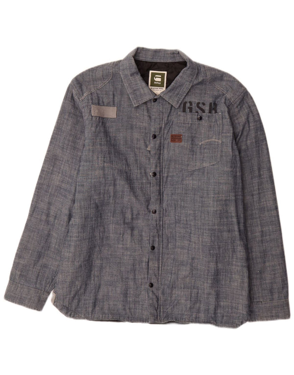 Мужская рубашка G-Star Lumberjack с рисунком XL, синяя хлопковая крапинка