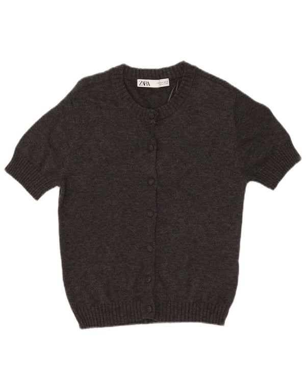 Женский кардиган с короткими рукавами Zara UK 10, маленький серый хлопок