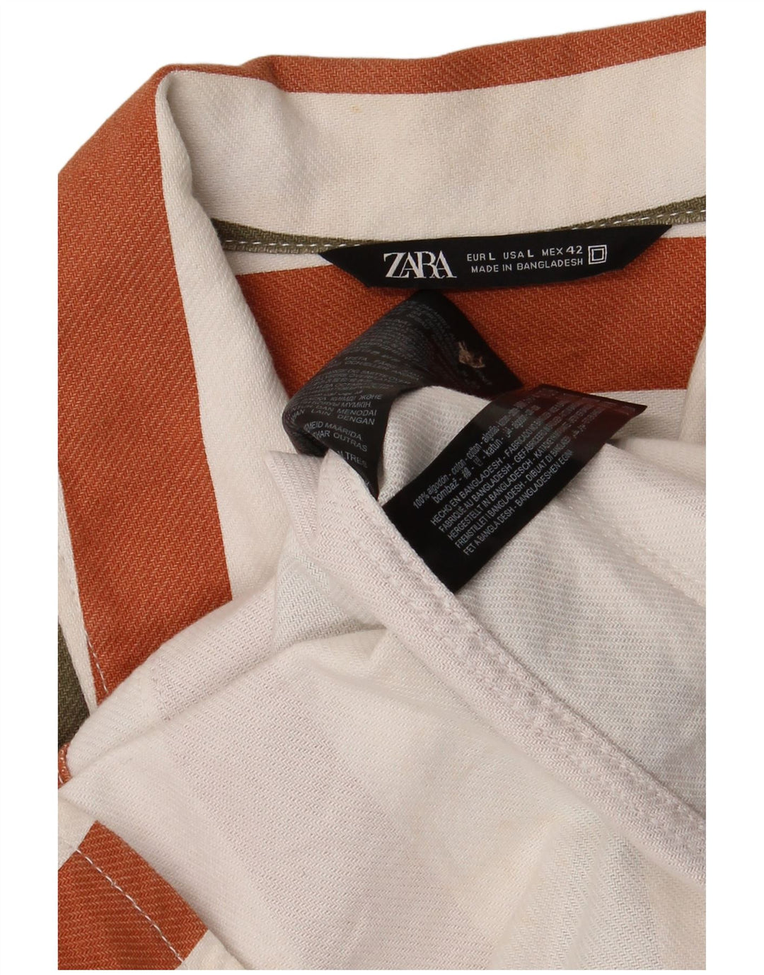 Мужская рубашка-рубашка Zara в большую разноцветную полоску из хлопка