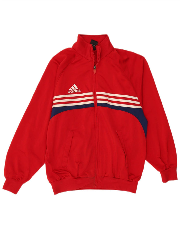 Спортивный костюм Adidas для мальчиков, верхняя куртка 13–14 лет, красный полиэстер с цветными блоками