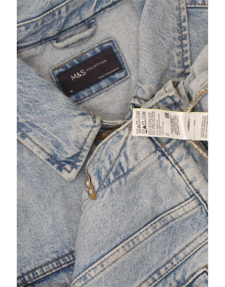 Женская джинсовая куртка Marks & Spencer UK 14, хлопок среднего синего цвета