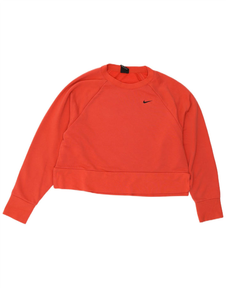 Женский укороченный свитшот с рисунком Nike Dri Fit UK 14, средний розовый