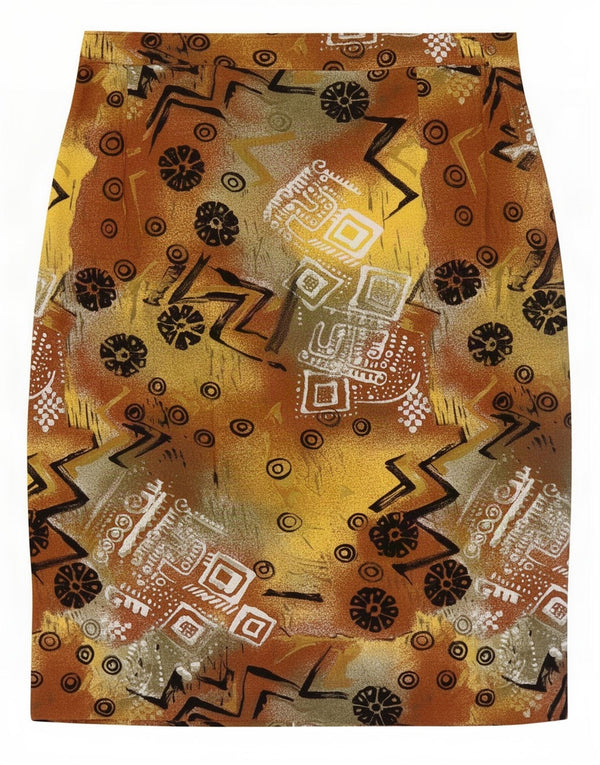 Vintage Womens Abstract Pattern Straight Skirt Large W32 Multicoloured