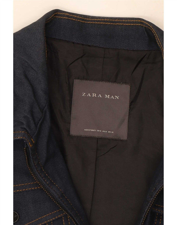 Мужская джинсовая куртка Zara UK 38, средний темно-синий хлопок