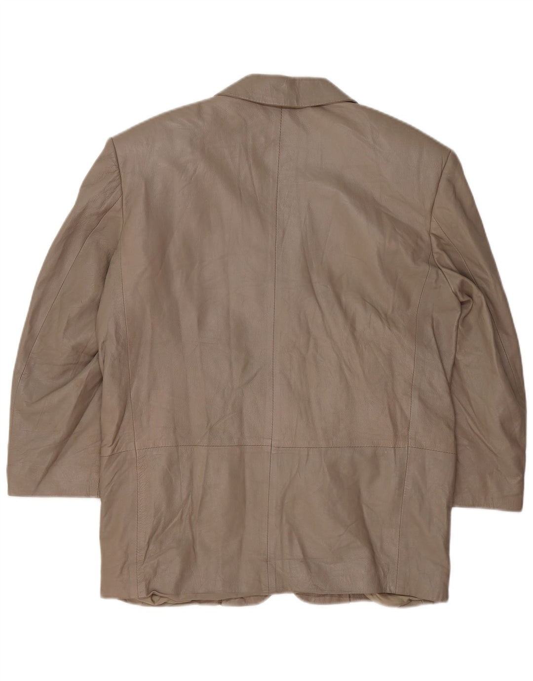 ВИНТАЖНЫЙ женский кожаный пиджак на 3 пуговицах, Великобритания 16, большой серый кожаный