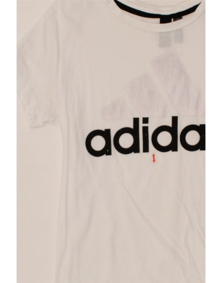 ADIDAS Womens Graphic T-Shirt Top UK 12/14 Medium White Vintage Adidas and Second-Hand Adidas from Messina Hembry 