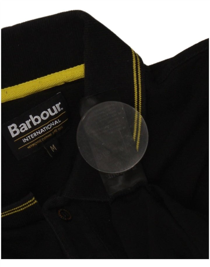 Мужская рубашка-поло Barbour из хлопка среднего черного цвета в полоску