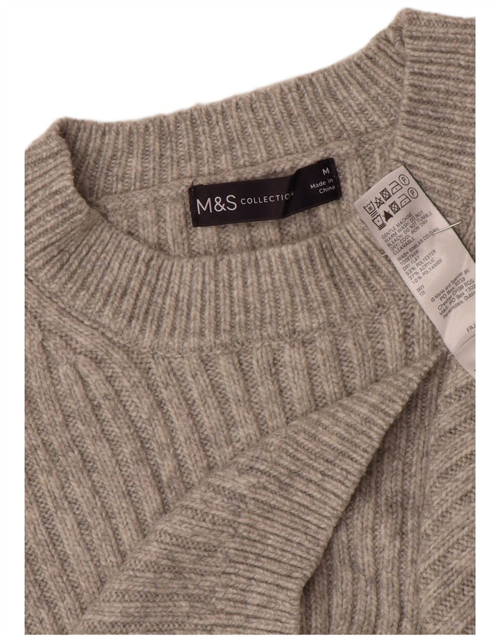 Женский джемпер с круглым вырезом Marks & Spencer UK 12, средний серый полиэстер