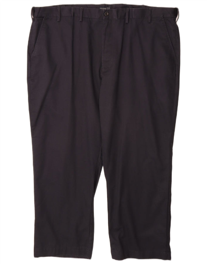 IZOD Mens Straight Chino Trousers W46 L29 Navy Blue Cotton