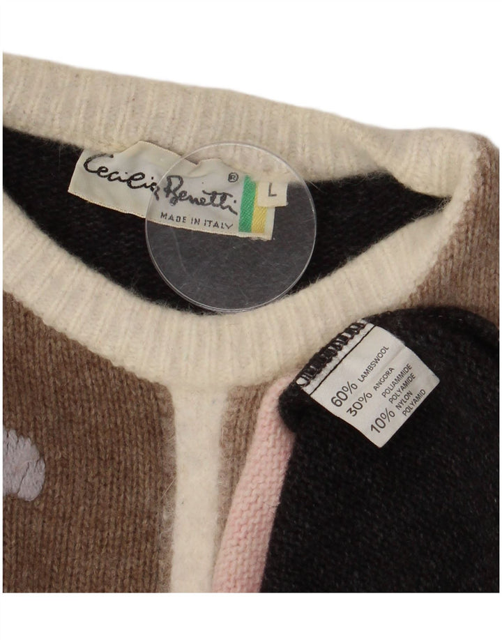 Женский джемпер с круглым вырезом Cecilia Benetti, Великобритания 16, большой серый из овечьей шерсти