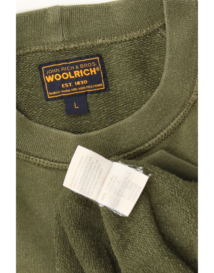 Мужской свитшот с рисунком Woolrich, большой зеленый хлопковый джемпер