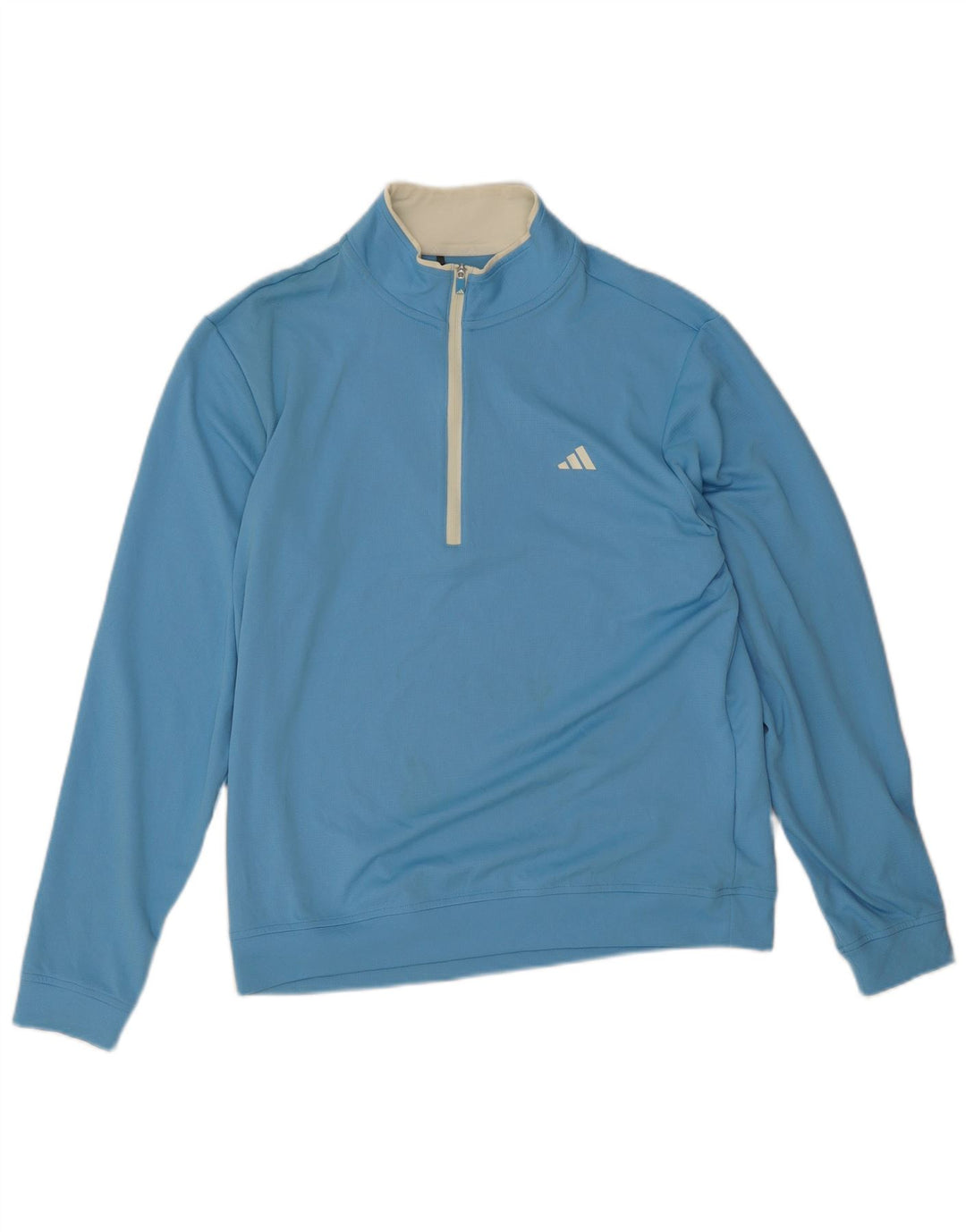Adidas Мужской пуловер с воротником на молнии, спортивный костюм, средний синий полиэстер