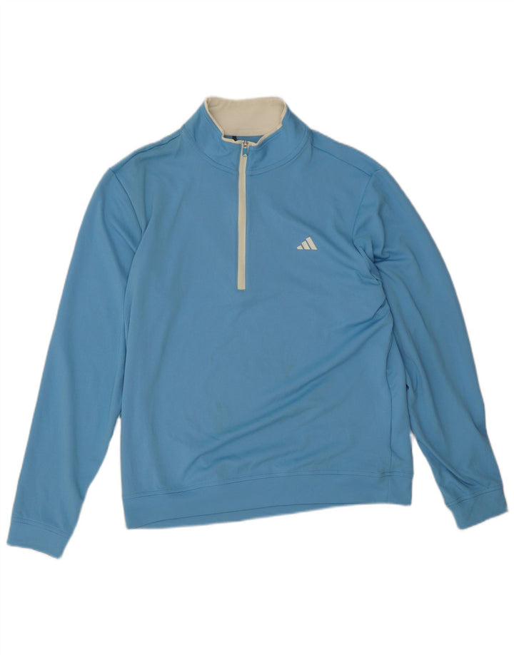 Adidas Мужской пуловер с воротником на молнии, спортивный костюм, средний синий полиэстер